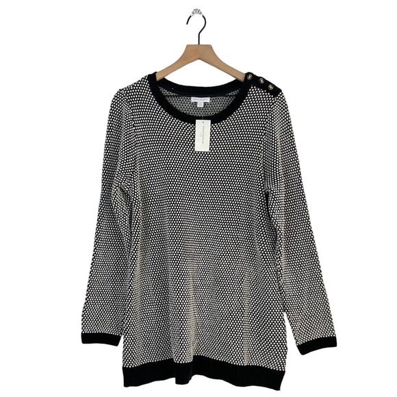 Charter Club Women's Plus Size Button-Trim Contrast-Accent Sweater Size 1X NWT - Picture 2 of 9